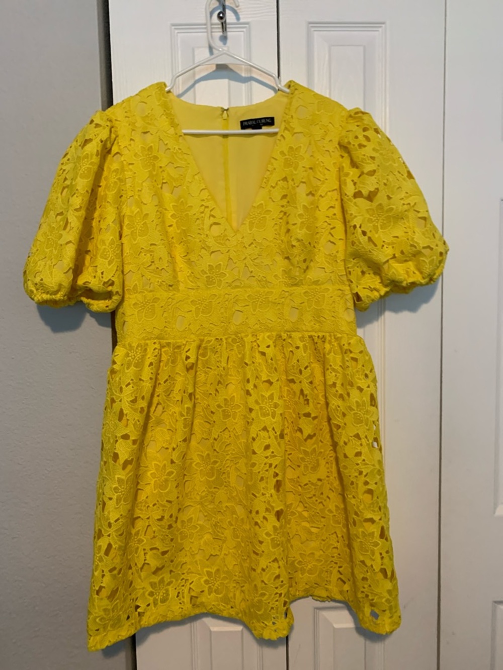 Prabal Gurung Lace Puff-Sleeve Mini Dress